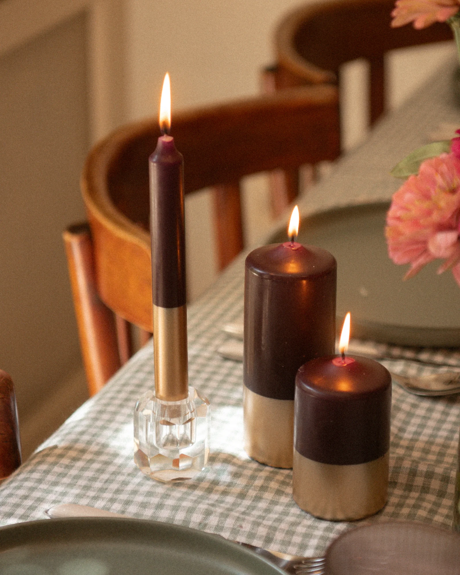 Bougies Bicolores - Aubergine & Or - Image 4