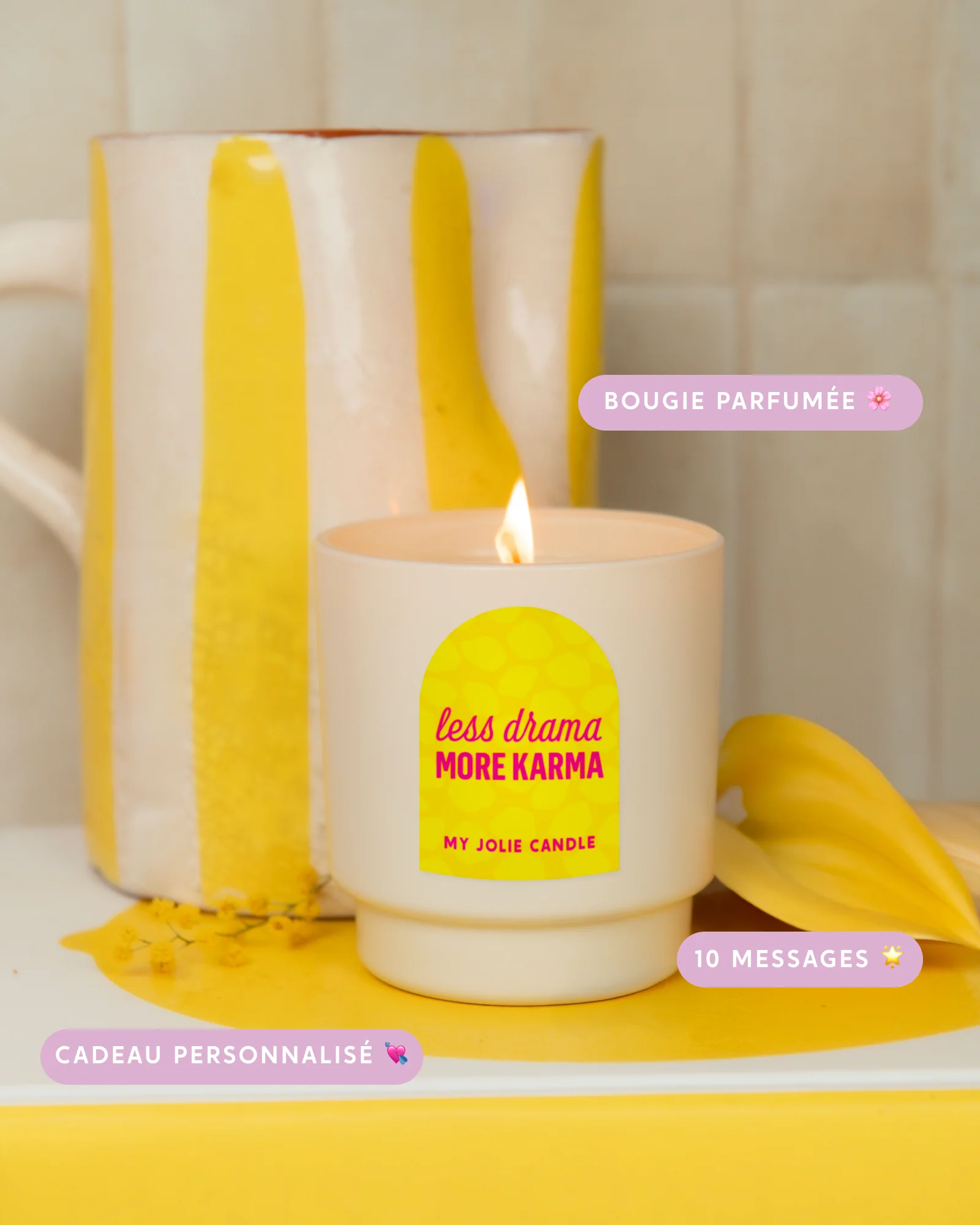 Bougie parfumée "Less drama more karma" - Image 3